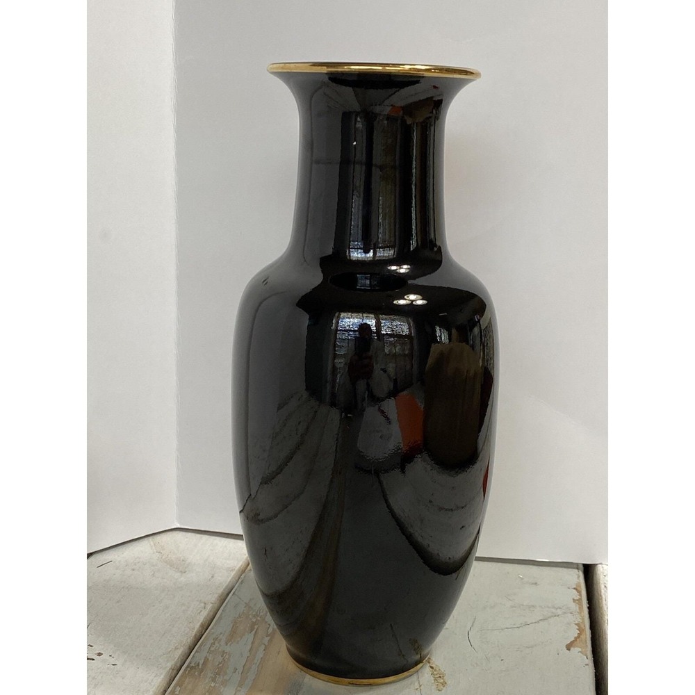 Vintage Stunning Black Vase JAPAN 1950s Excellent Condition
